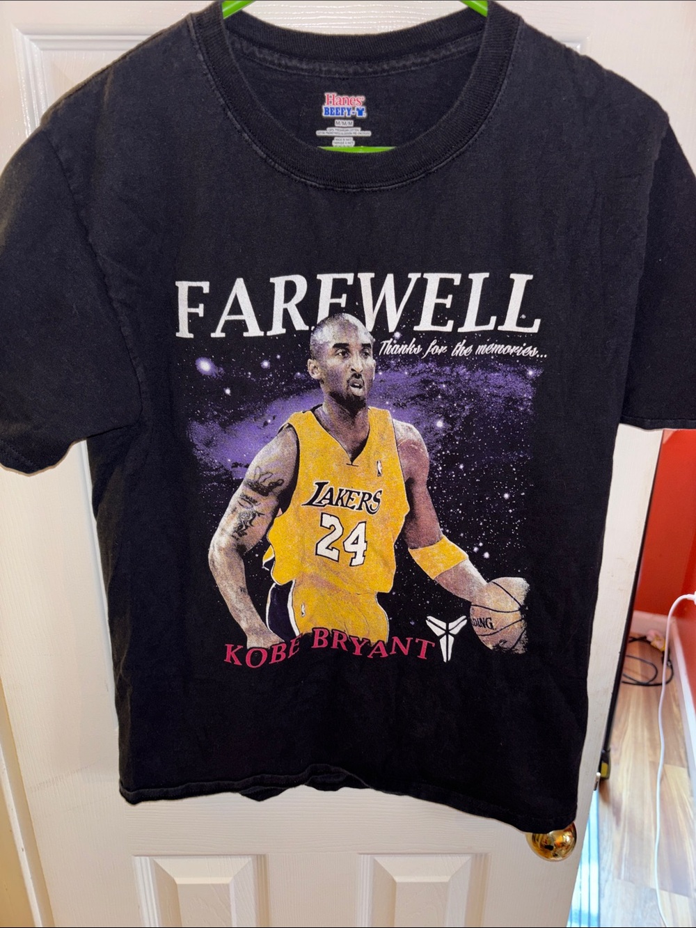 Hanes  adult Black Kobe Bryant Farewell Lakers Graphic Tee
